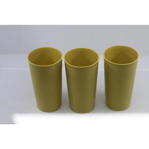 Vintage Lot of 3 Tupperware Tumbler Cups - #873 Country Harvest Yellow 12 Oz.